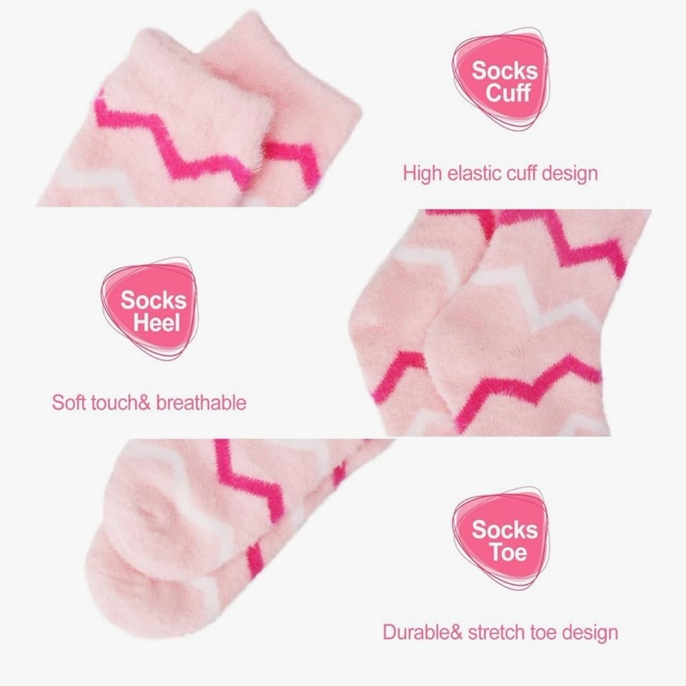 Fuzzy Socks 5 pair for Women Pink/White comes in a gift able box! New. - Picture 5 of 7